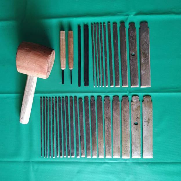 Pahat ukir kayu cukup lengkap baja putih 34pcs kualitas super premium