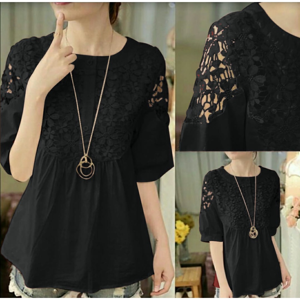 *[HNFK] Blouse Bronita / Blouse Brukat / Blouse Veny / Blouse Korea / Blouse Wanita Brukat / Atasan Korea