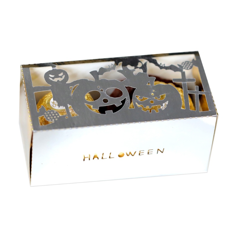 Zzz 100Pcs Kotak Permen / Cokelat Desain Labu / Hantu / Kelelawar Hollow Out Untuk Pesta Halloween