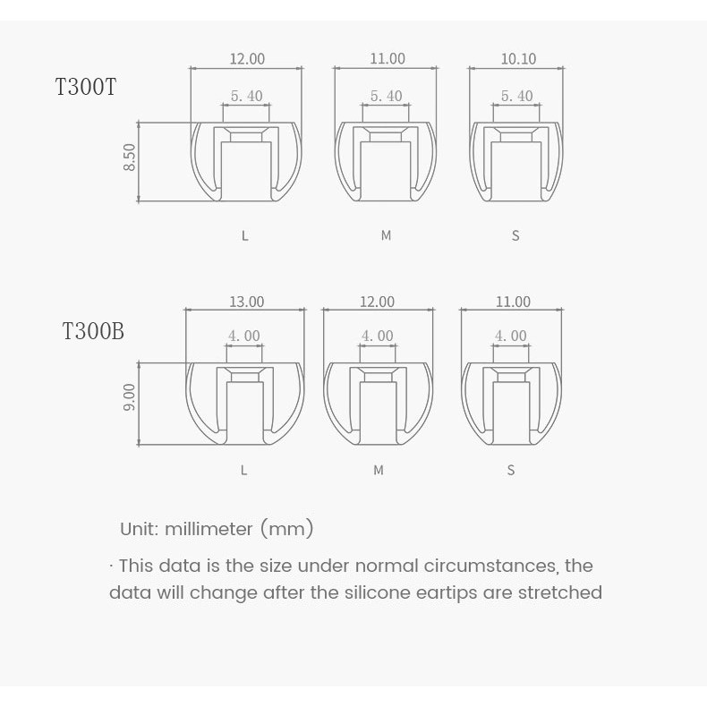 Tanchjim T-APB T300 Earphone Tips Air Pressure Balance Silicone Eartips T300B / T300T