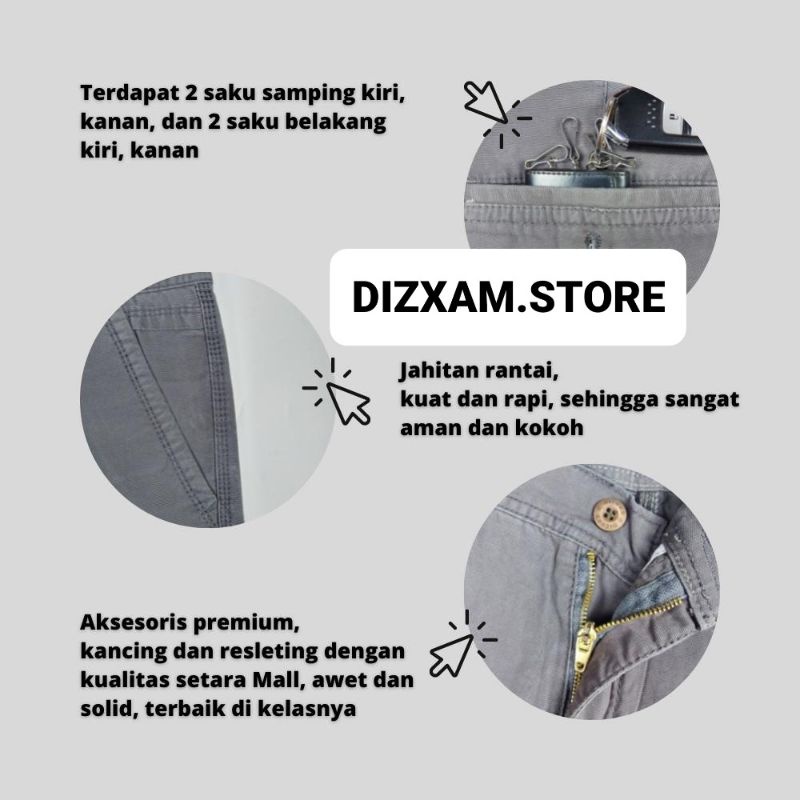 Celana pendek Dicker bahan garmen 27-38