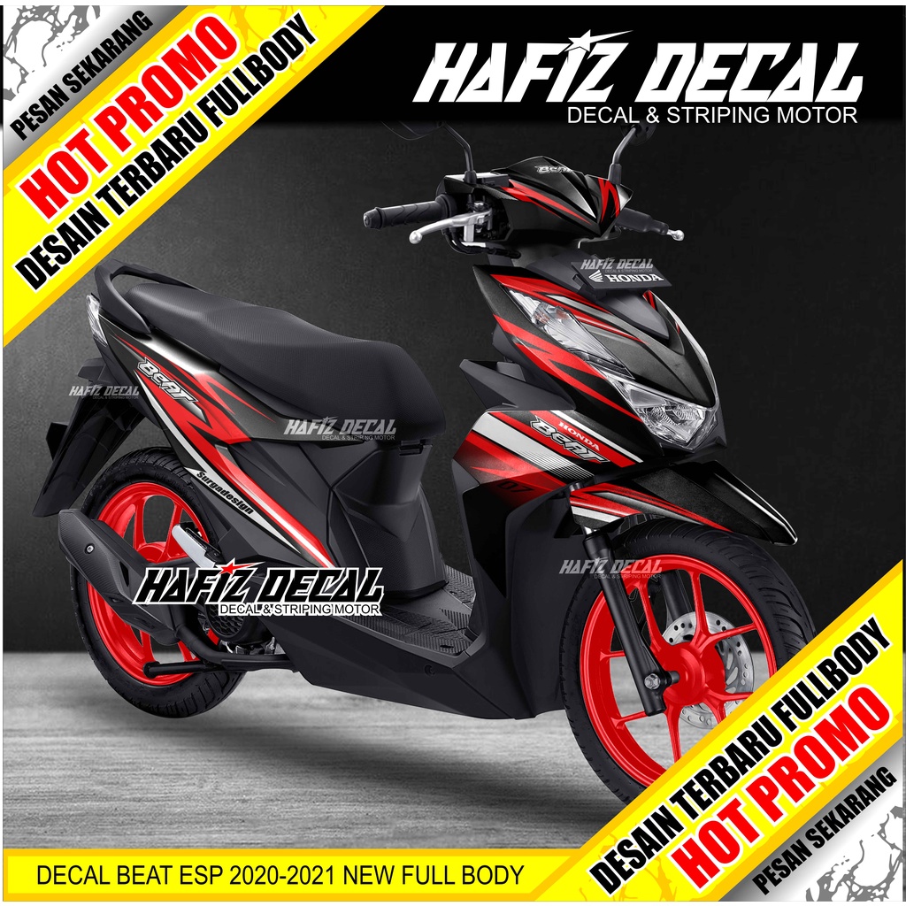 DECAL BEAT ESP HITAM MERAH 2021, DECAL BEAT ESP 2020, DECAL BEAT ESP, STIKER BEAT ESP, STICKER BEAT