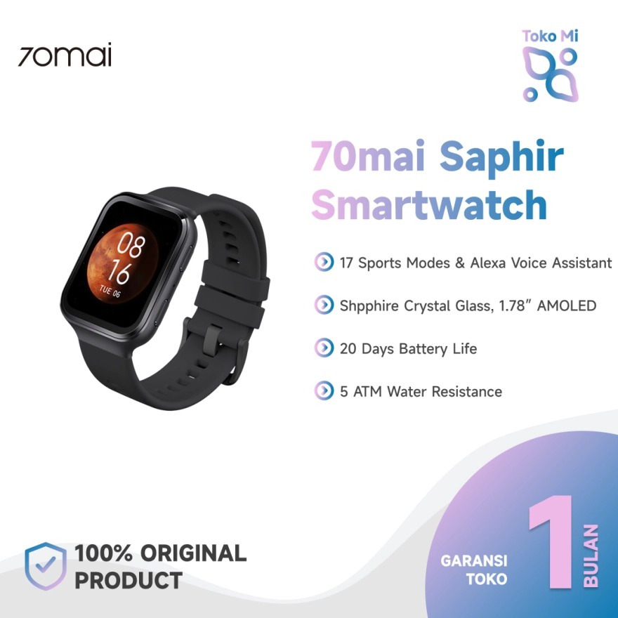 Xiaomi 70 Mai Smartwatch 70 mai Saphir Watch Bluetooth GPS Sport Heart Rate Monitor Call Reminder