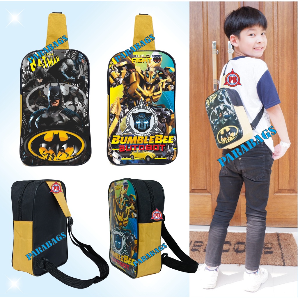 tas selempang pundak batman bumblebee/sling bags anak muat buku iqro