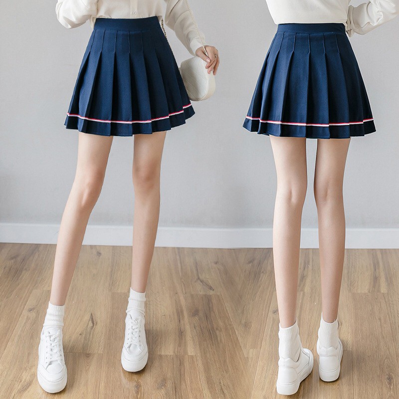 Korean Mini Skirt Pleated Plain Rok Lipit Wanita 2130 (XS-XL)