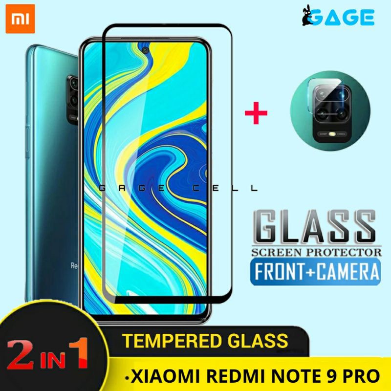 2IN1 - TEMPERED GLASS FULL LAYAR LAYAR KAMERA REDMI NOTE 9 PRO TG ANTI GORES SCREEN GUAR PROTECTOR