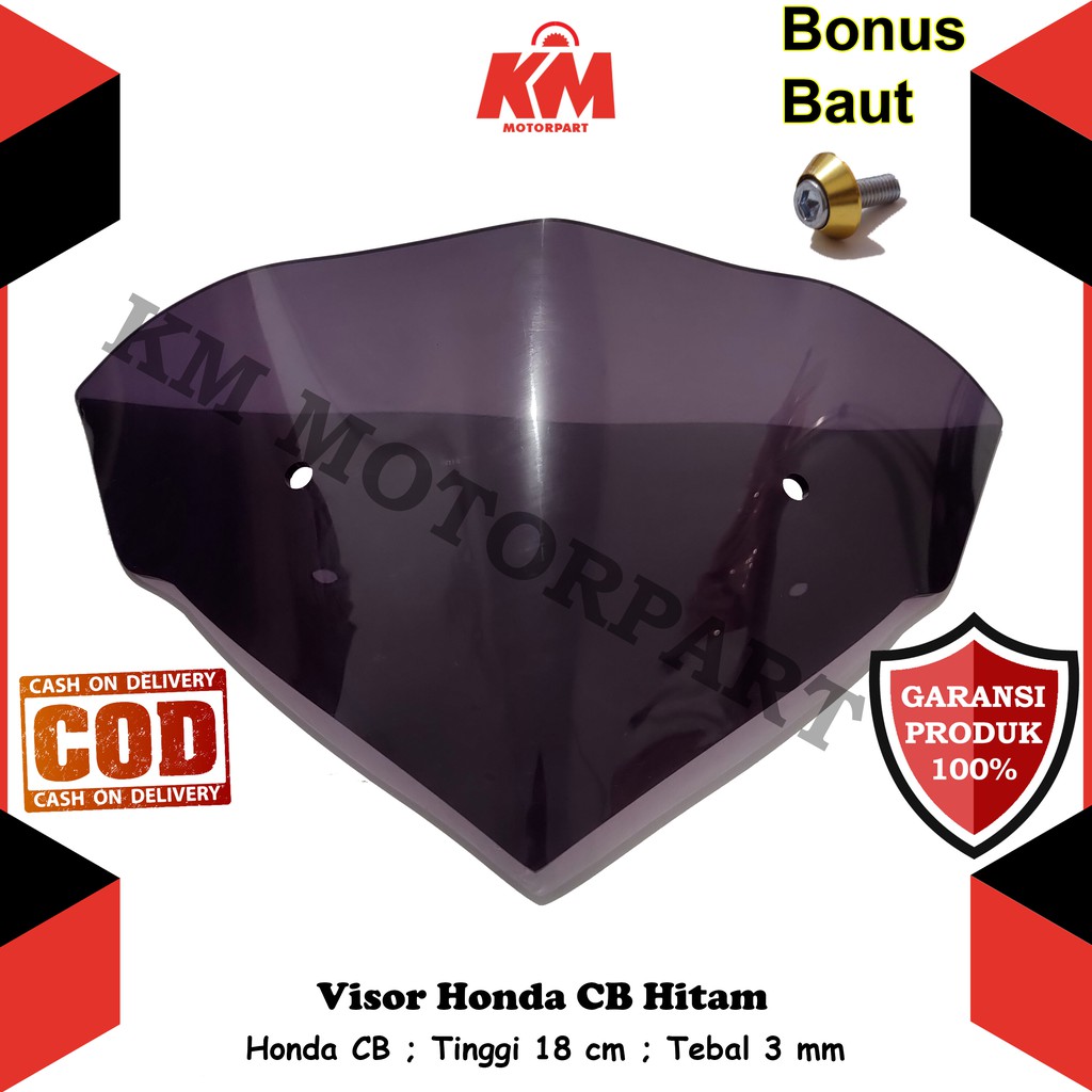 Visor Windshield cb 150r Hitam dan Bening Tebal 3 mm Bahan Kaca Mika Akrilik