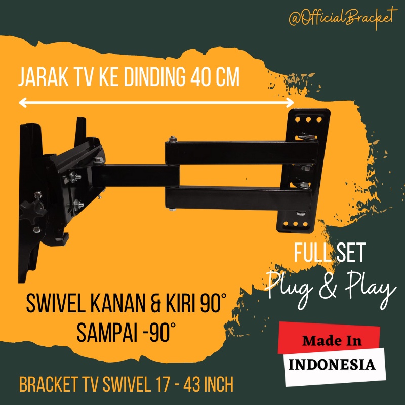 Bracket Swivel TV LED LCD 14 17 19 20 22 24 27 32 40 43 Inch Universal Smart TV Digital LCD LED Braket Putar Tebal