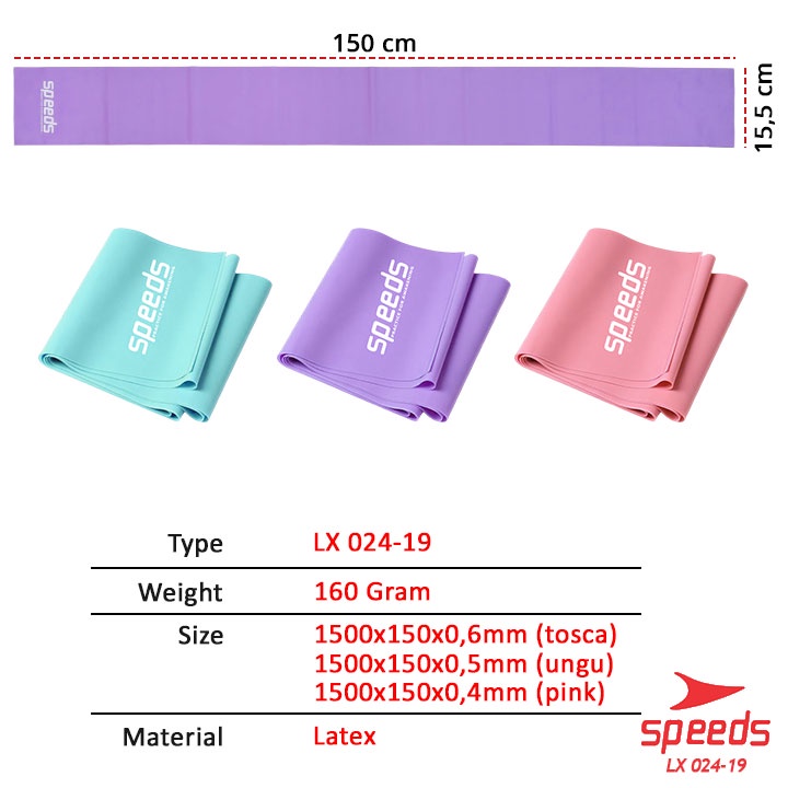 SPEEDS Flexiband Bahan Latex Resistance Band Elastis Alat Olahraga Karet Fitness Gym 024-19-8