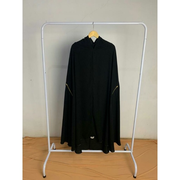 Khimar Bolongan Lengan Zipper Jilbab bolongan tangan Zipper Hijab Zipper Fortaleza warna & Jetblack 