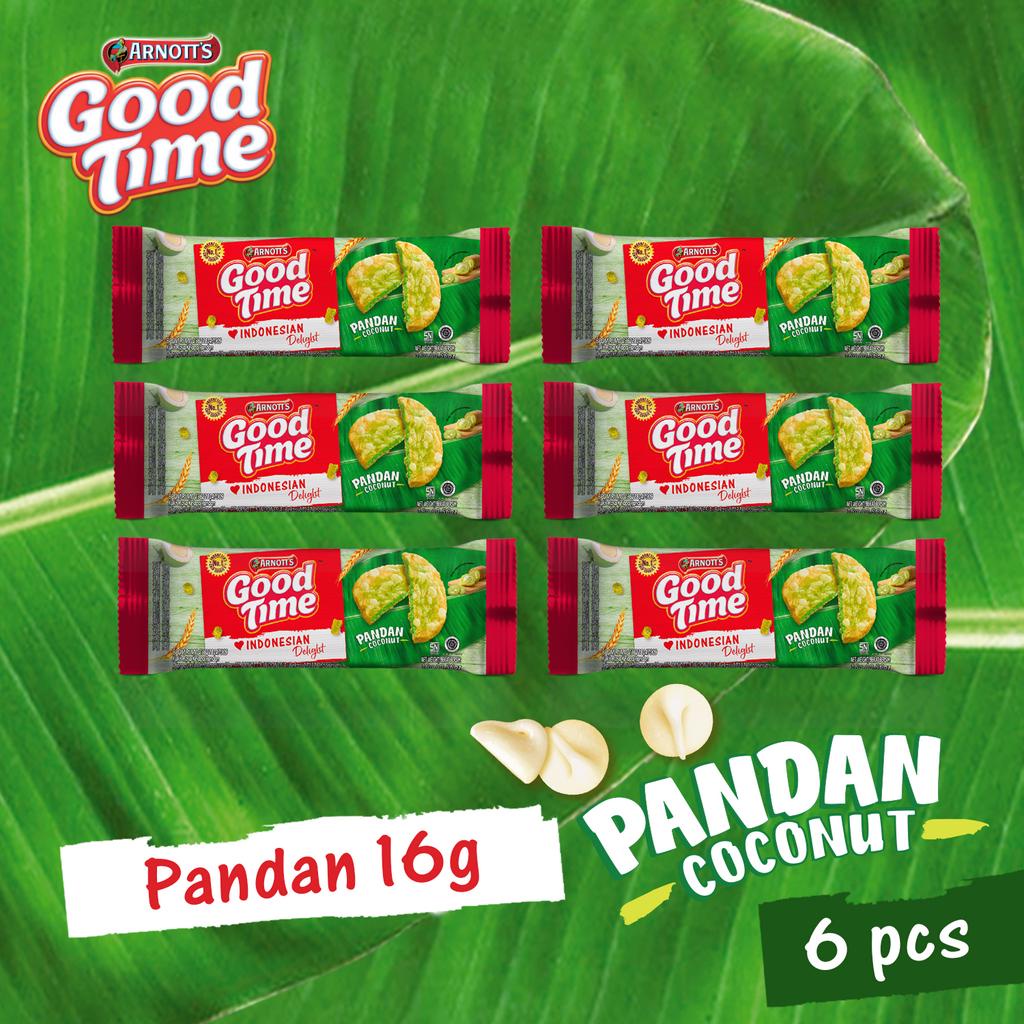 

Arnott's Good Time Cookies Pandan Coconut 16gr x 6 Pieces