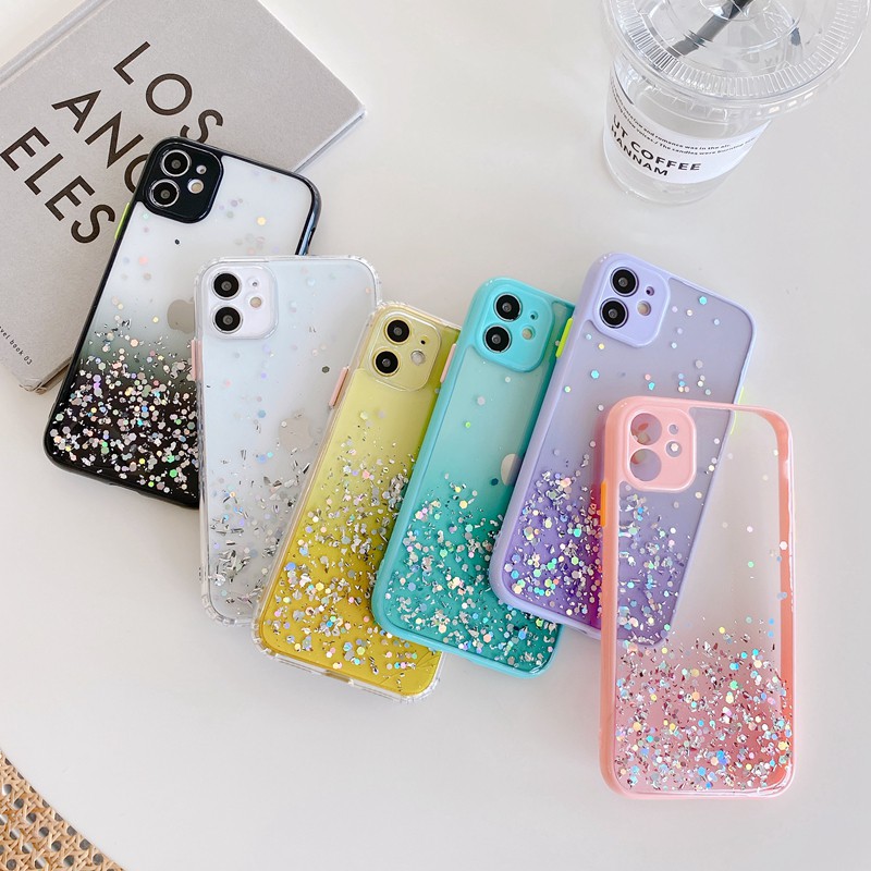 Case Transparan Foil Emas Untuk Iphone 11 Pro Max 7 8 Plus Se 2020 X Xs Max Xr