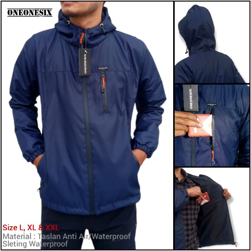 JAKET OUTDOOR WATERPROOF PRIA TASLAN JN PREMIUM JACKET HOODIE GUNUNG PARASUT ANTI AIR TRAVELING HIKING DEWASA