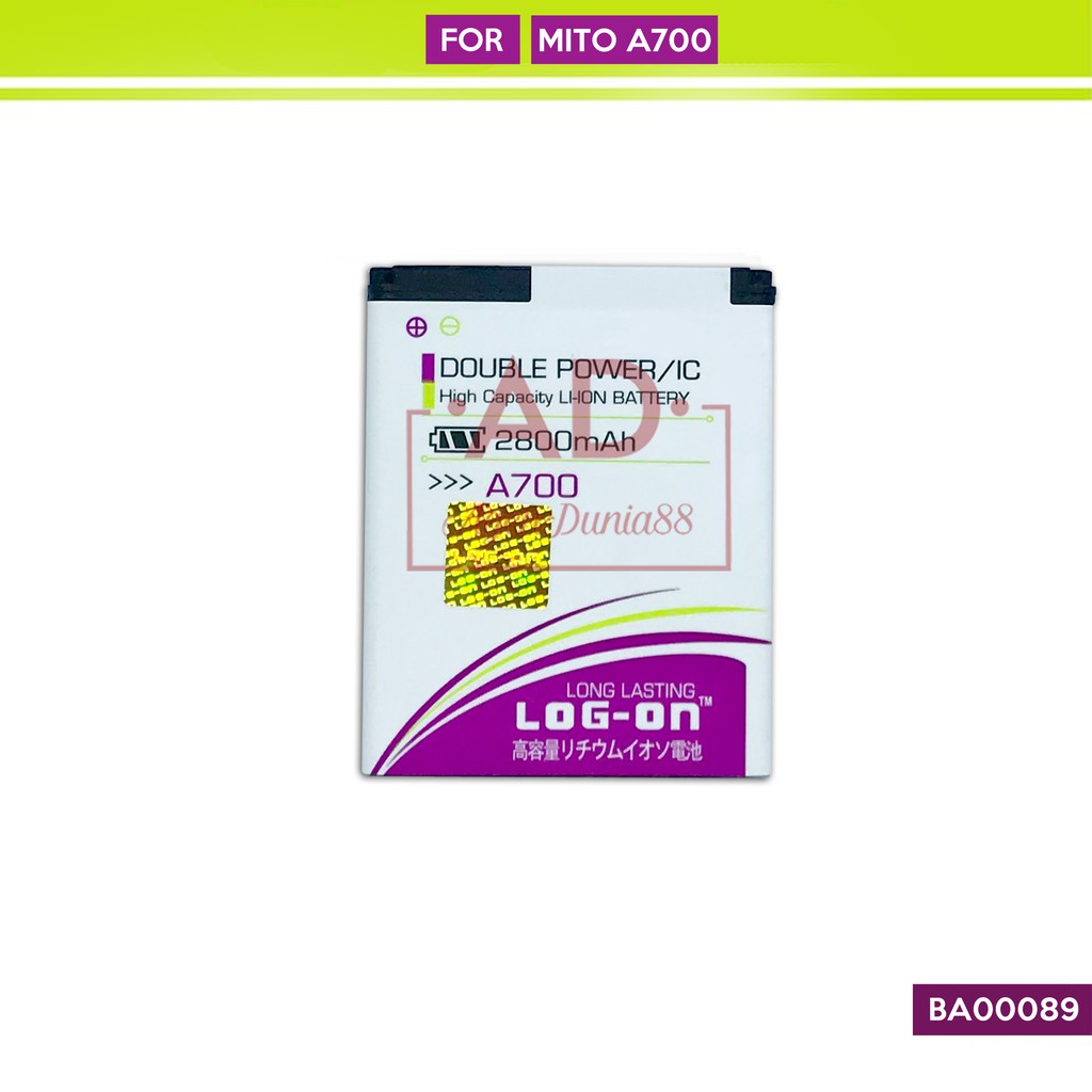 BATERAI MITO A700 - BA00089 - LOG ON DOUBLE POWER BATTERY