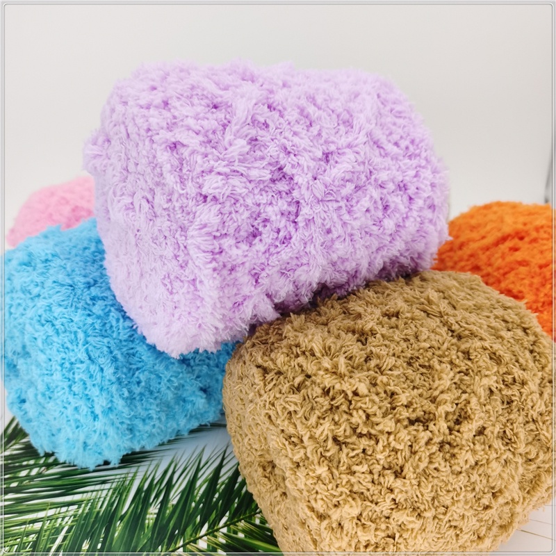 Benang rajut handuk/coral fleece yarn 3 strands towel thread scarf thread baby kids wool thread for crochet 100g