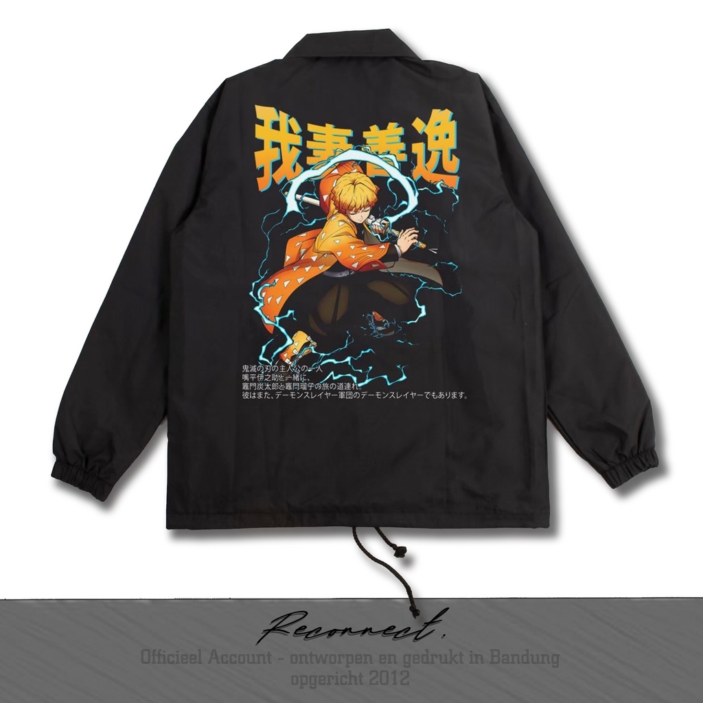 Reconnect Coach Jacket Waterproof Anime Demon Slayer Zenitsu Agatsuma - Unisex