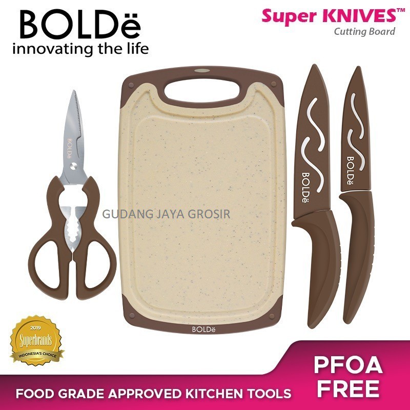 BOLDe Super Utensil Cutting Board Set 3+1 - Cokelat