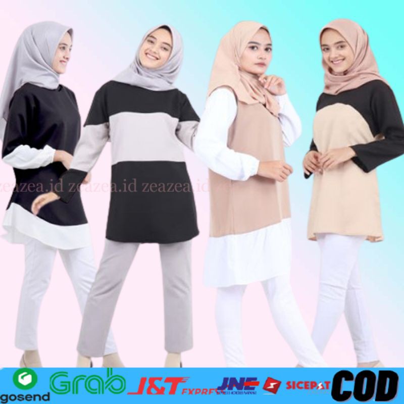Andini Tunik Atasan Wanita Baju Tunik Remaja Muslim Wanita Kekinian 2020 Murah Terbaru Polos Tunic