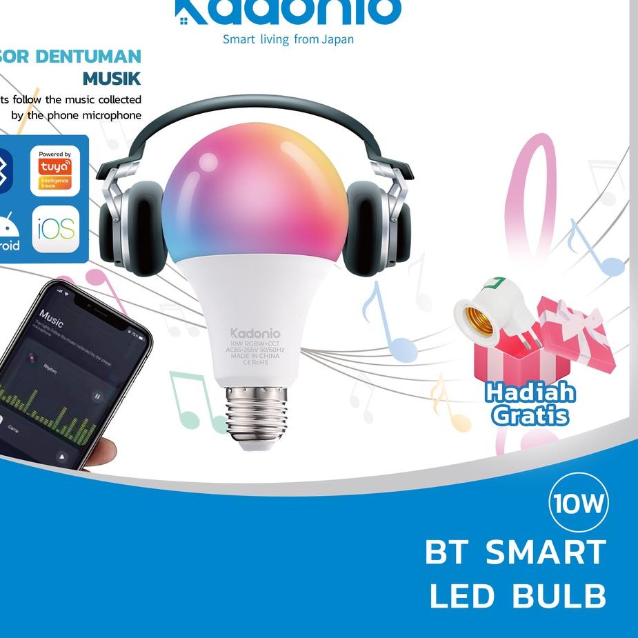 Terbaru.. Kadonio Lampu bohlam LED BLUETOOTH 10W Smart Led Bulb Rgb Smart Home Bohlam Pintar Tuya la