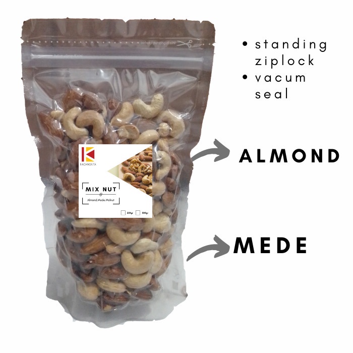 

Siap Krim Mix Nut 500Gr Roasted Original Kacang Almond Mede Walnut Panggang - Almonmedewalnut