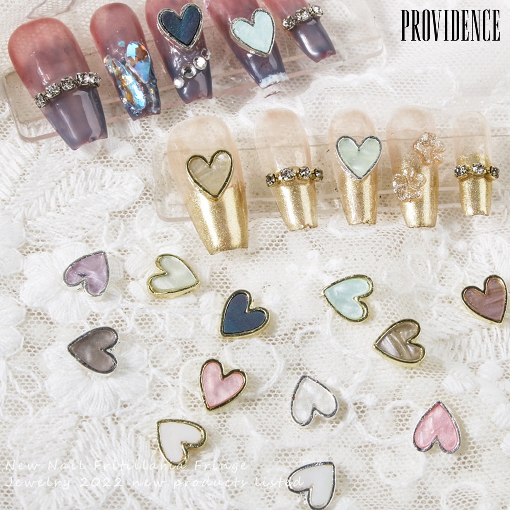 Providence 10Pcs / Set Stiker Kuku Motif Hati 3D Untuk Dekorasi Nail Art / Manicure DIY