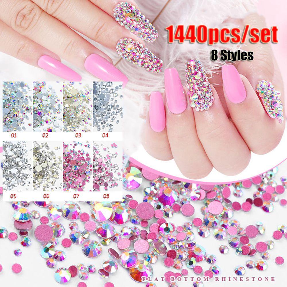 Solighter 1440pcs/bag Nail Rhinestones Beauty Merah Emas/Perak Nail Art Dekorasi