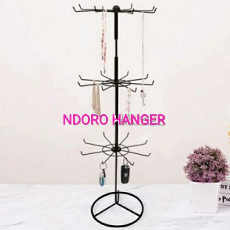 [NEW PRODUK] RAK PUTAR MATAHARI 3 SUSUN HITAM GANTUNGAN AKSESORIS DISPLAY BESI CANTOLAN TERLARISS...