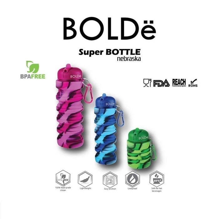 BOLDe Super Bottle Nebraska - Botol Tumblr 550ml - Botol Lipat Silicon