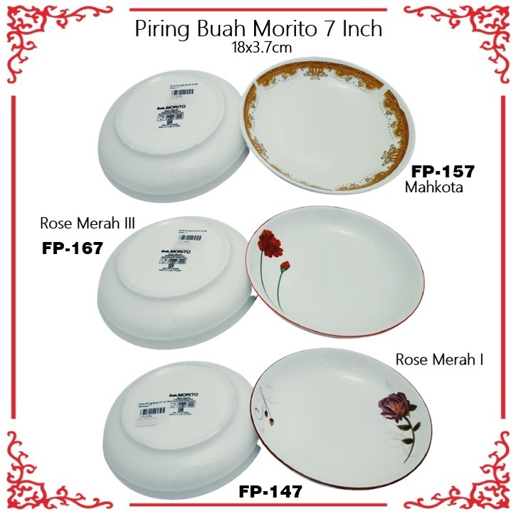 [1kg 3pcs] Piring Buah/Piring Ceper Keramik Morito 7 Inch FP-147/FP-157/FP-167