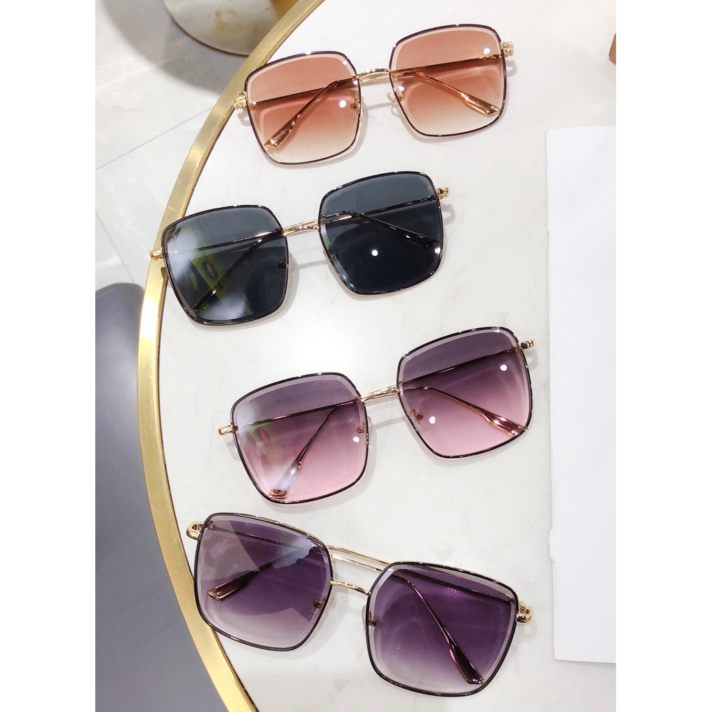 Kacamata Wanita Pria Premium Fashion Kotak Metal Korean UV Sunglasses-6