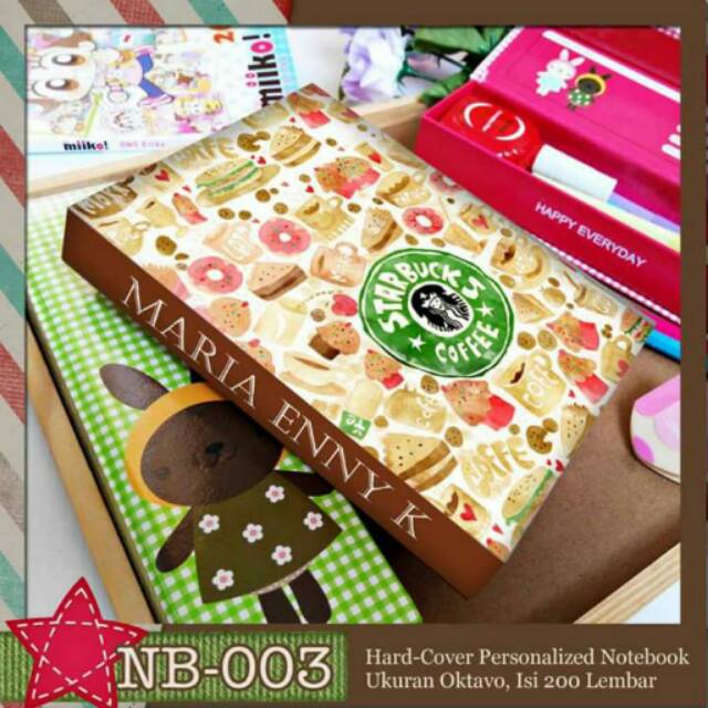 

Custom NoteBook A6 motif Starbucks FREE TAMBAH NAMA