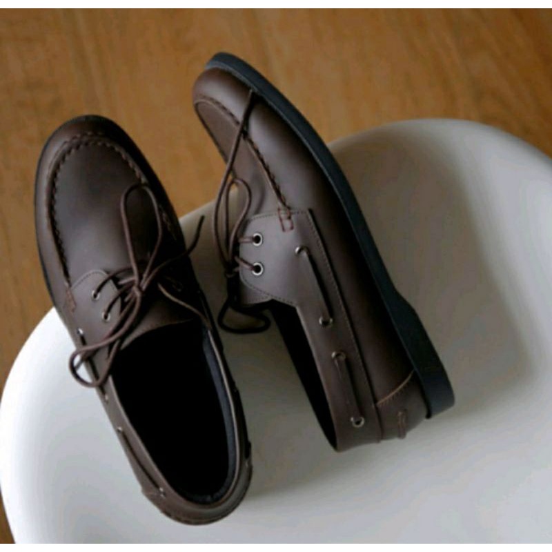 Bisa COD / Moccasin Pria Big Size 43-47 BRK-1 Pantofel Slip On Tali JUMBO Khusus Kaki Besar Kulit Coklat, 44