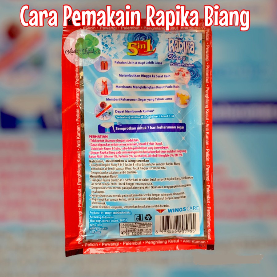 Rapika Biang 5 in 1 RENCENG (12 Sachet) Murah Meriah hemat - Cool BLUE