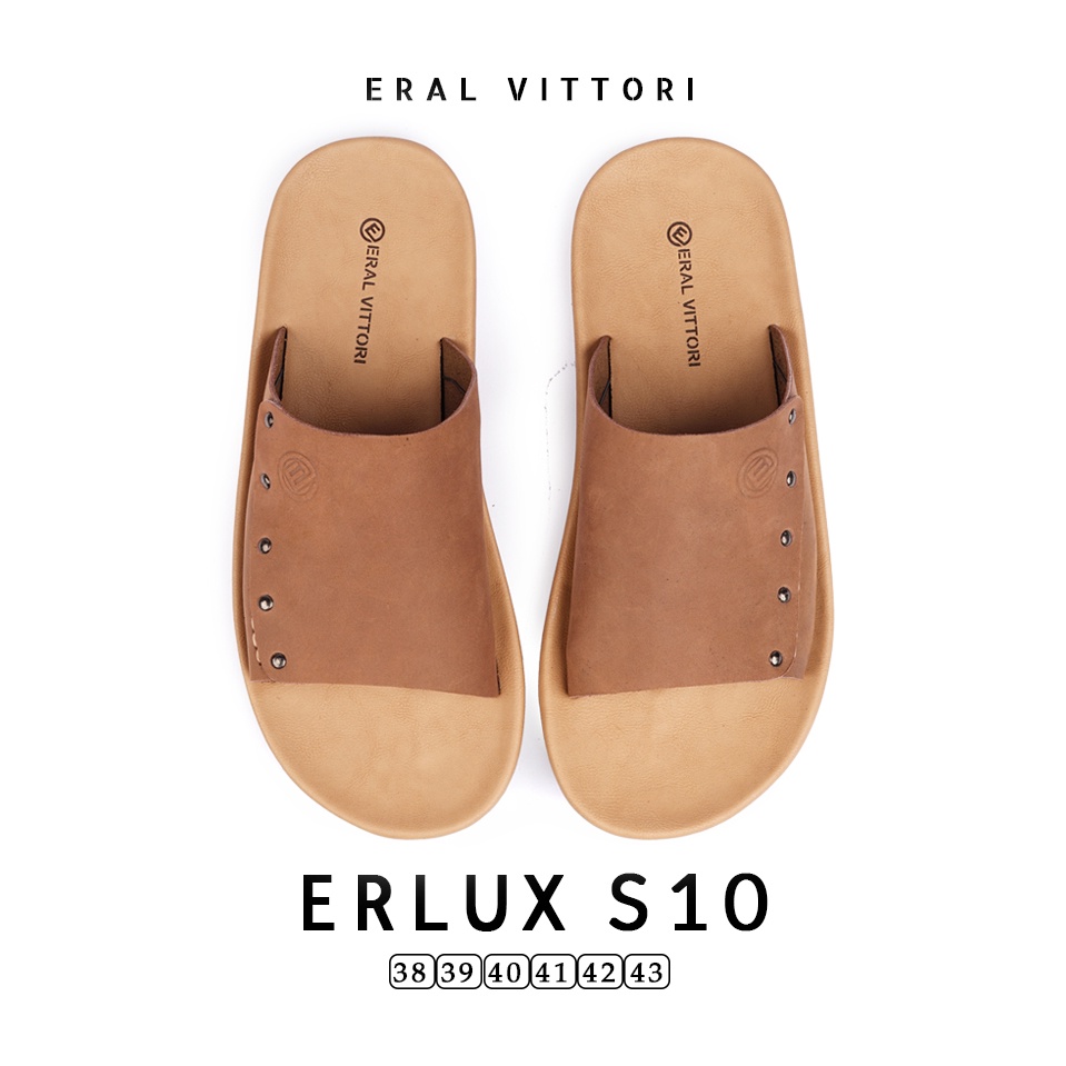 Eral Vittori - Erlux S10 Sandal Pria Kulit Santai Harian Tan