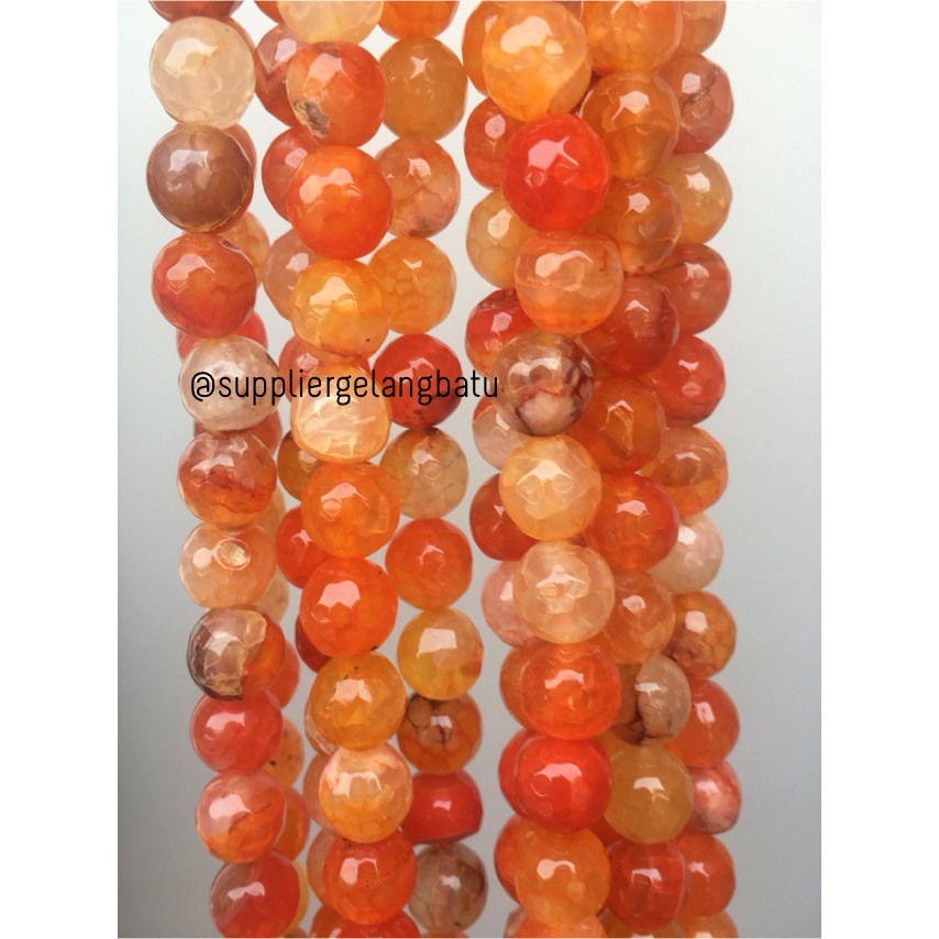 Batu Carnelian serat orange 10mm CUTTING natural oren bahan alam craft aksesoris fashionita supplier