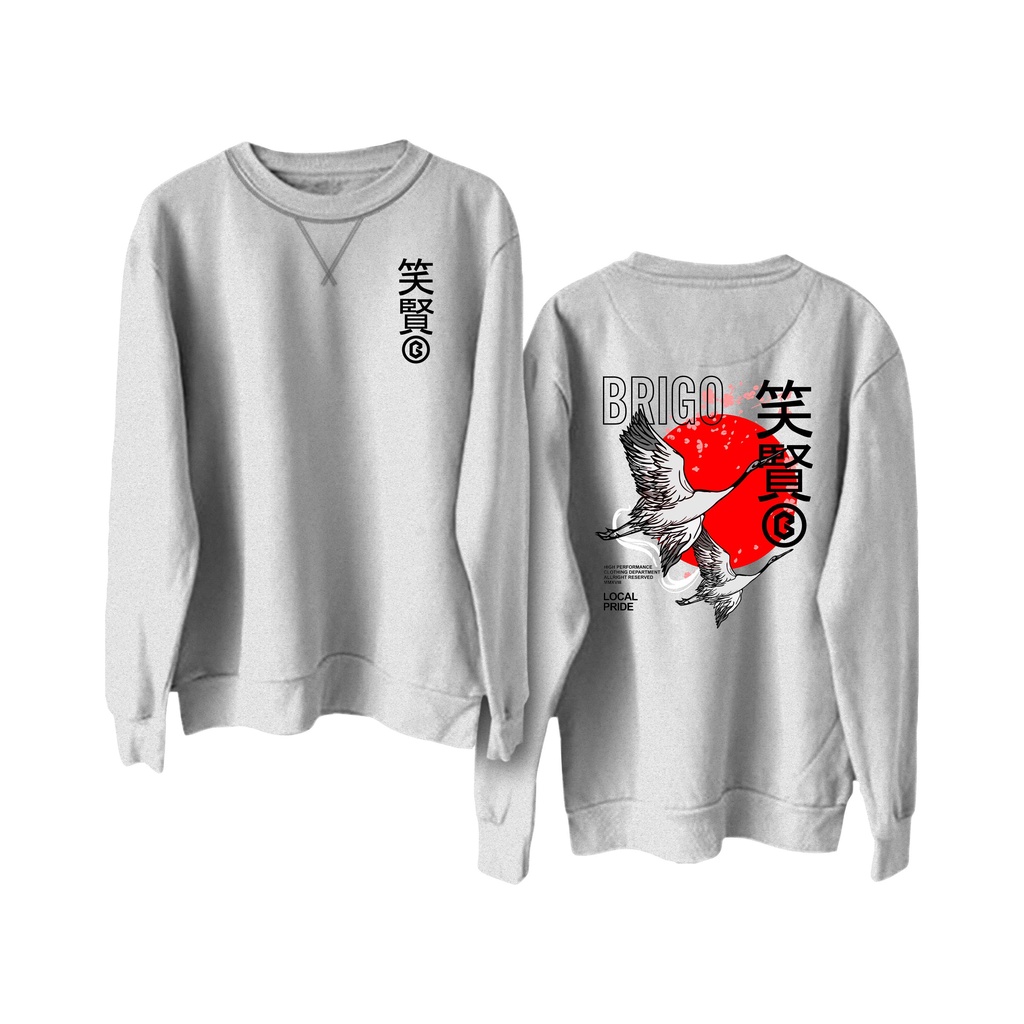 BRIGO Basic Sweatshirt  japan bird II Sweater Crewneck BRIGO japan bird Sablon DTF Fleece Cotton II SIZE M-XXL (Pria &amp; Wanita) Free stiker&amp;Gantungan Kunci