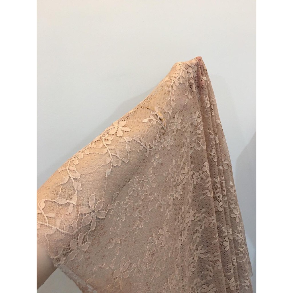 Kain Brokat Lace Valentina Warna Mocca