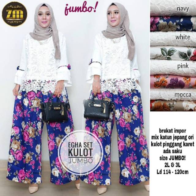 Egha set kulot jumbo | setelan wanita blouse celana | baju kerja kantor kuliah hangout | by ZM