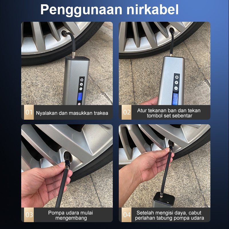 Amazefan 8000mAh Pompa ban sepeda angin elektrik pompa ban portabel udara listrik pompa motor kompresor angin mini ban elektrik mobil tire inflator pompa angin portable kompresor mini kompa sepeda Fitur dengan bank daya Tas penyimpanan gratis untuk sepeda