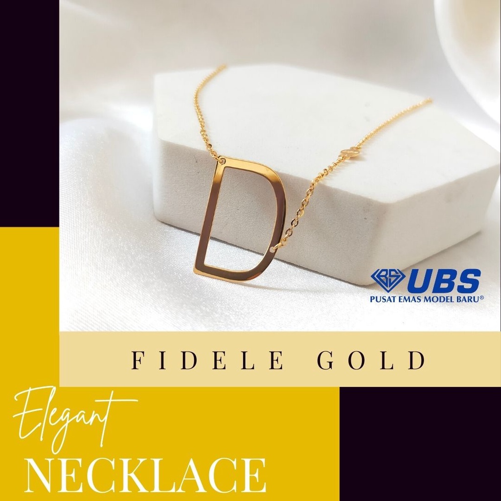 Kalung emas asli inisial huruf D UBS huruf D