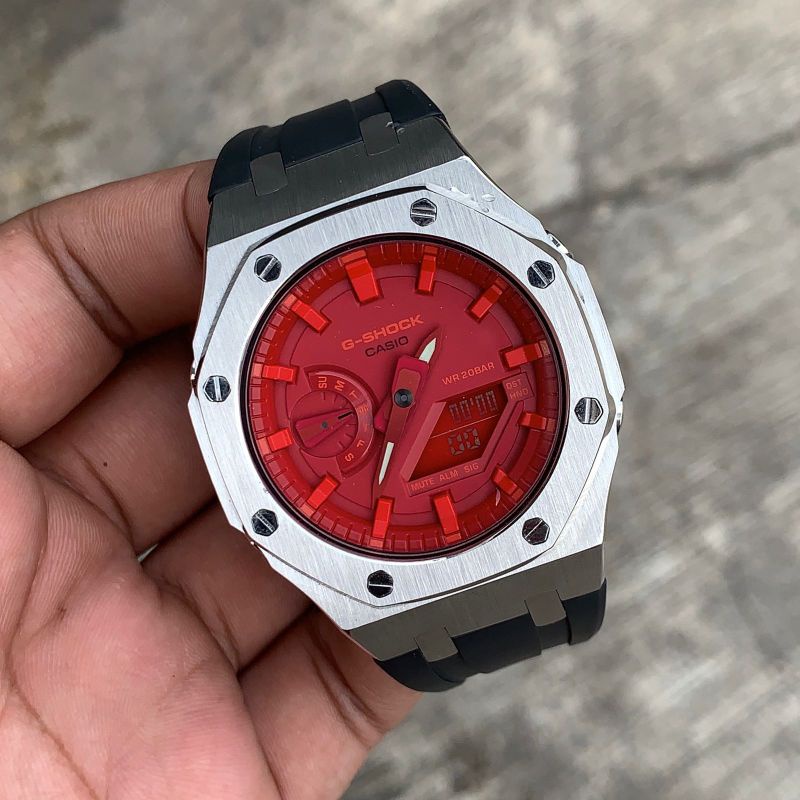 Jam Tangan G-Shock Original GA2100 GA-2100 Oak Custom Strap Rubber dan Bezel Stainless Steel 10