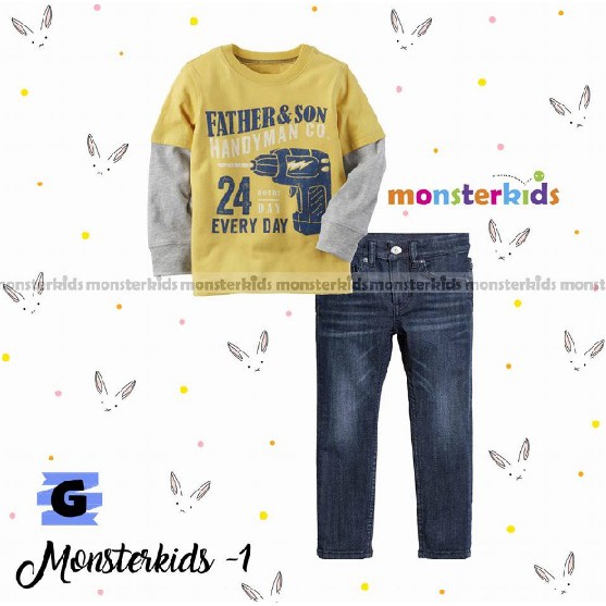 SETELAN MONSTER KIDS 1G FATHER AND SON | BAJU SETELAN ANAK LAKI-LAKI