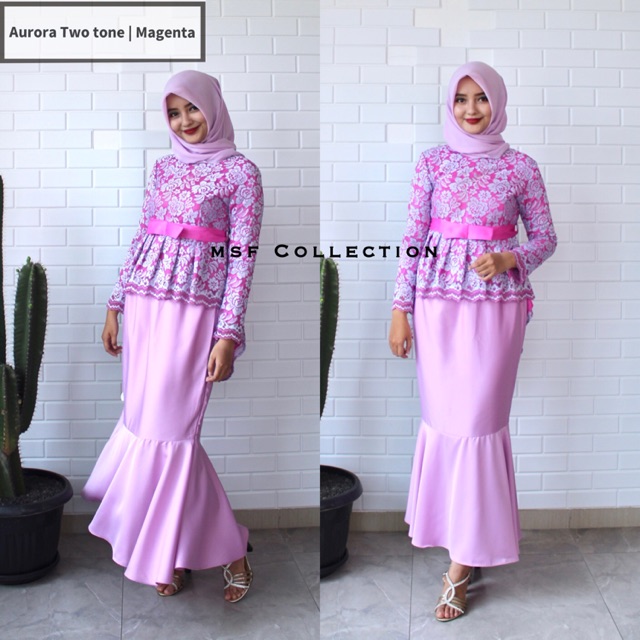 Kebaya Aurora Twotone Magenta/brukat /baju kondangan/kebaya modern