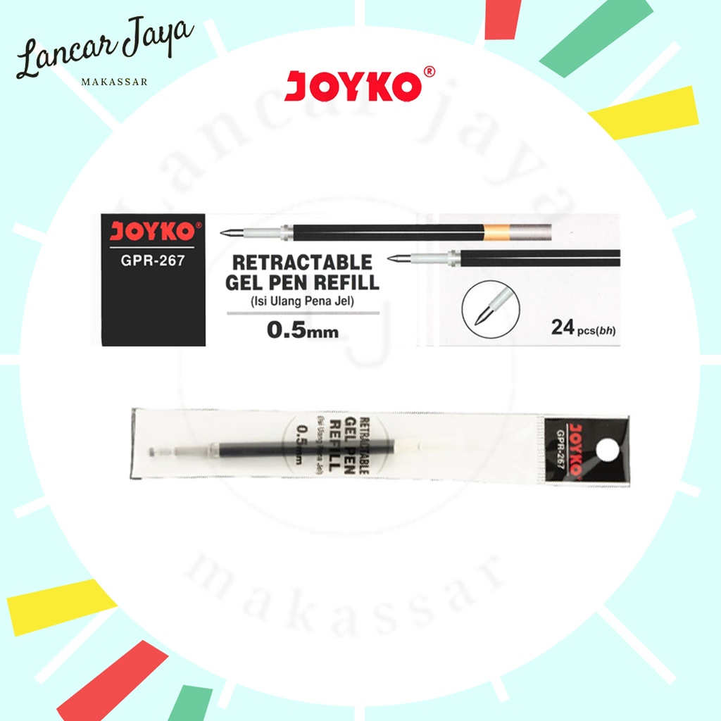 

[ 1 BOX / 24 PCS ] Gel Pen Refill Pen Isi Pulpen Joyko GPR-267 0.5mm