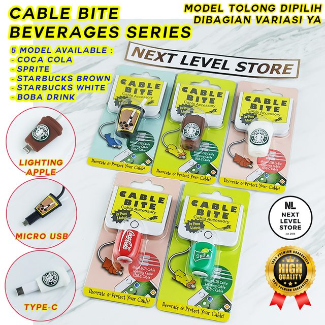 Cable Bite Beverages Minuman Sprite CocaCola Starbucks Pelindung Kabel