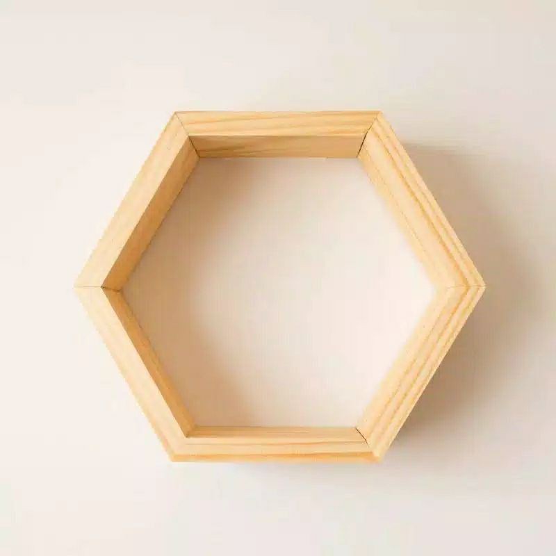 Jual Hexagonal Floating Shelves Rak Dinding Segi Enam Minimalis Kayu