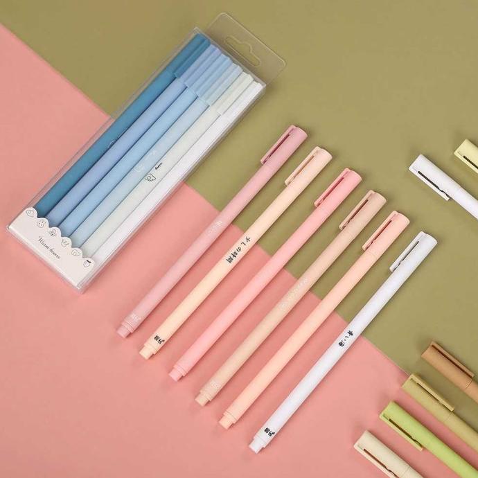 

6PCS GEL PEN PENA PULPEN BOLPOIN 05MM ALAT TULIS KANTOR SEKOLAH