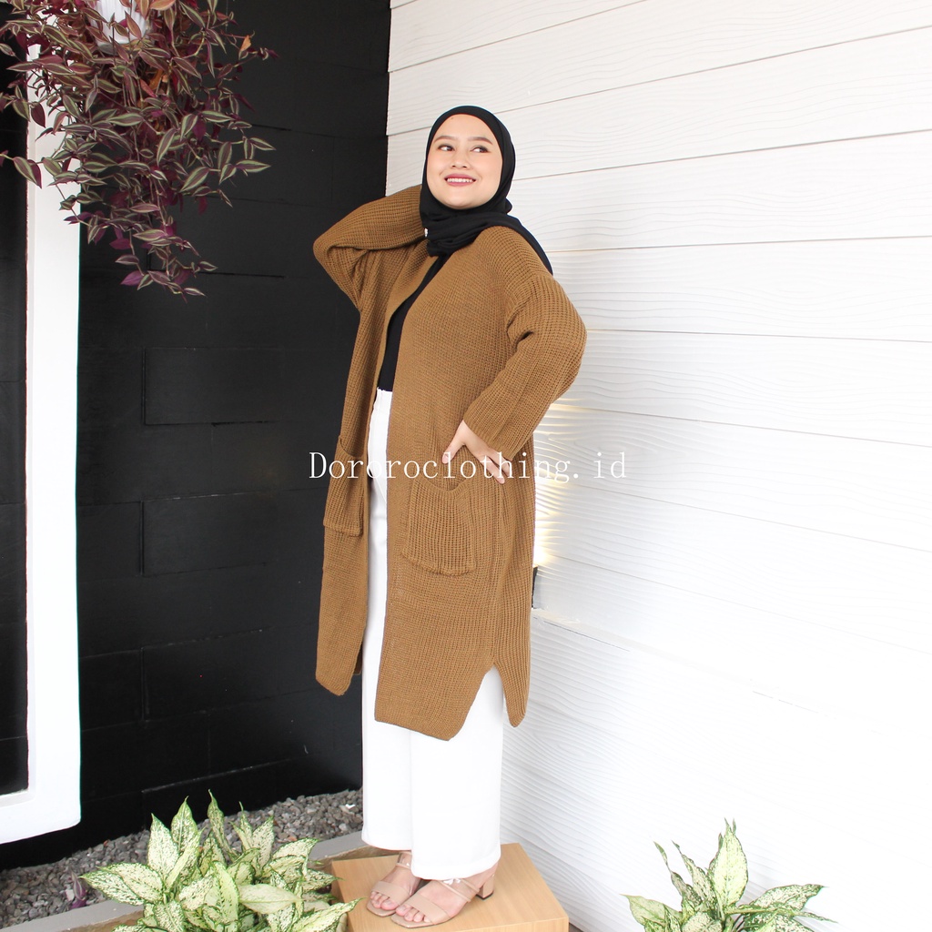 LONG KARDIGAN OVERSIZE RAJUT JUMBO | CARDIGAN TUNIK JUMBO RAJUT TEBAL