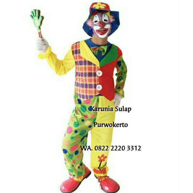 KOSTUM BADUT PAKAIAN BAJU CLOWN LUCU COSPLAY ULTAH FESTIVAL KARNAVAL