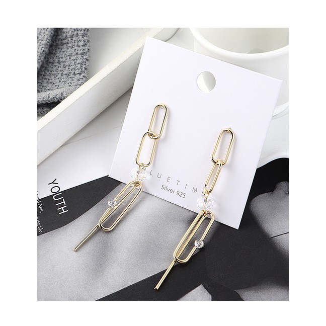 LRC Anting Tusuk Fashion Gold Plated Gold-plated Euro Chain Tassel S925 Silver Needle Earrings D6278